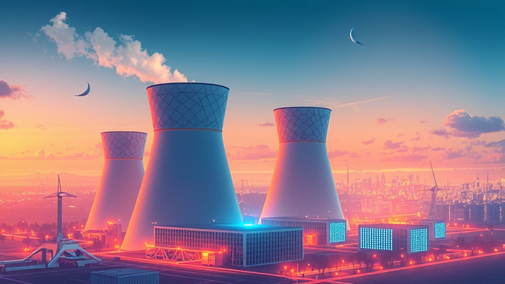 글로벌 원전 확대, AI 전력 수요 증가 (illustration 스타일)