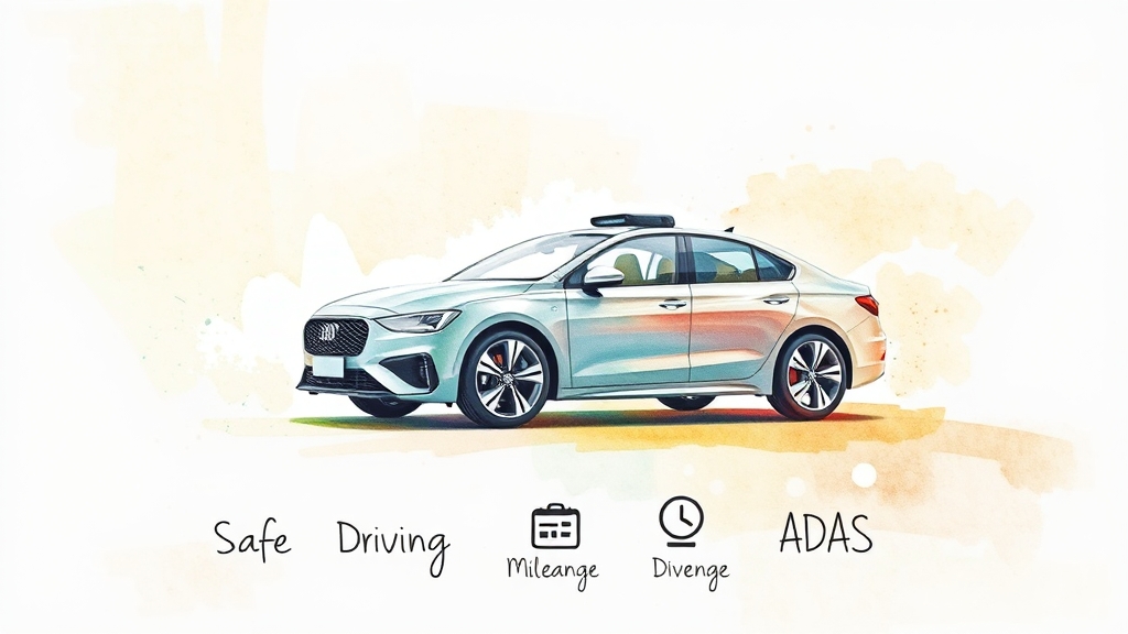 보험료 산정 & 할인 꿀팁 (watercolor 스타일)