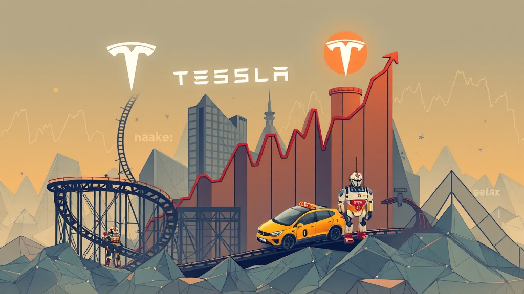 테슬라 주가 최근 동향 (illustration 스타일)