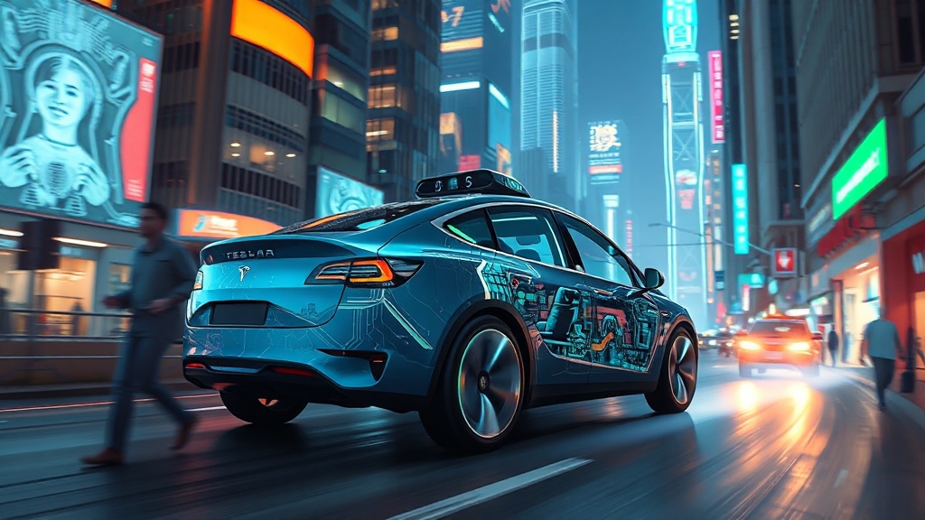 미래 사업 전망: 로보택시와 모델2 (illustration 스타일)