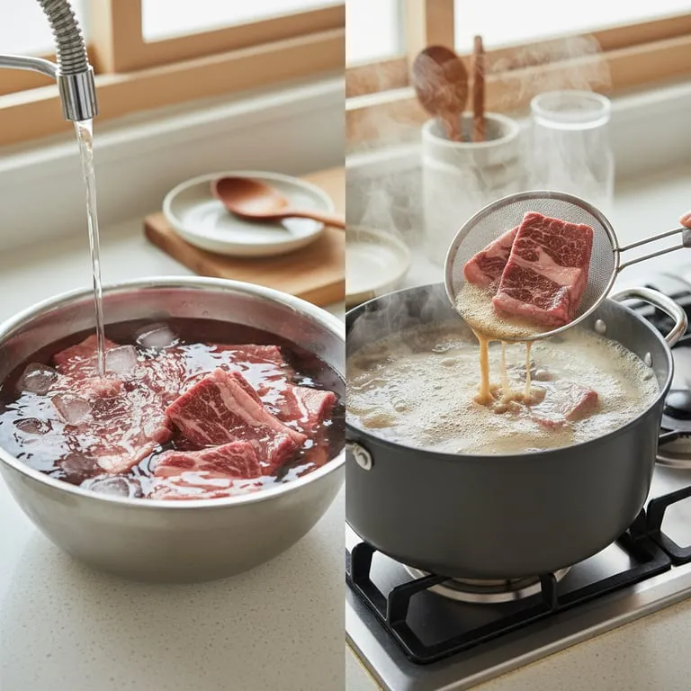 소갈비찜의 시작과 끝, 철저한 핏물 빼기와 초벌 삶기