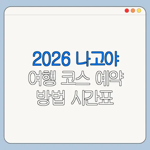 2026 나고야 여행 코스 예약 방법 시간표 요금 총정리