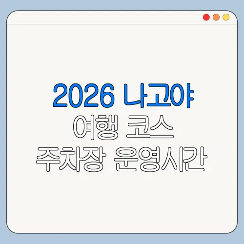 2026 나고야 여행 코스 주차장 운영시간 가격 총정리