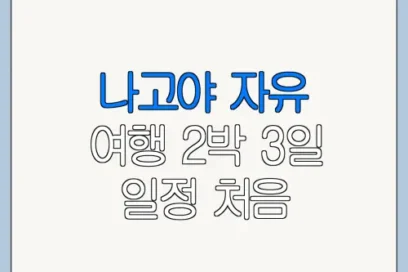 나고야 자유 여행 2박 3일 일정 처음 이용하는 사람을 위한 쉬운 안내