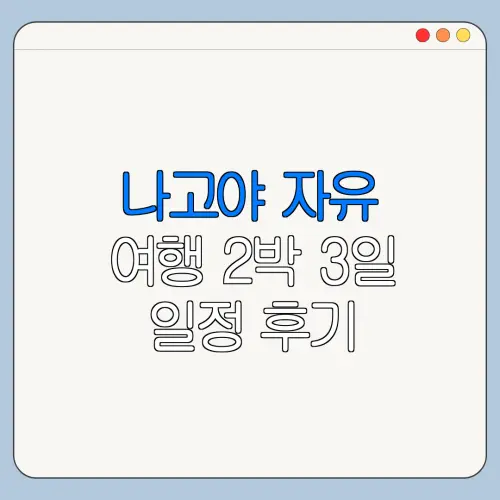 나고야 자유 여행 2박 3일 일정 후기 준비물 고객센터 문의 방법