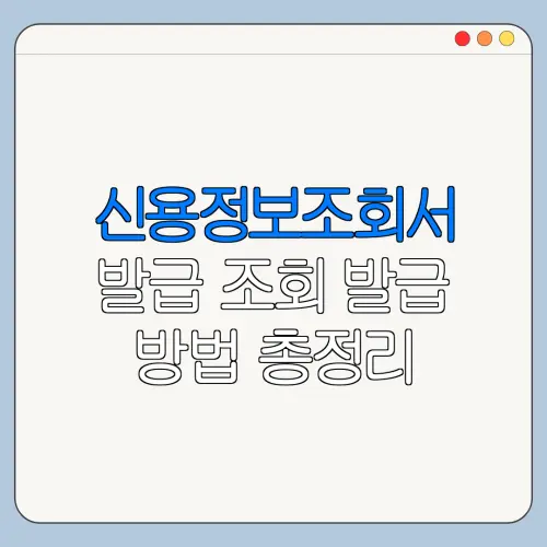 신용정보조회서 발급 조회 발급 방법 총정리