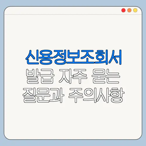 신용정보조회서 발급 자주 묻는 질문과 주의사항